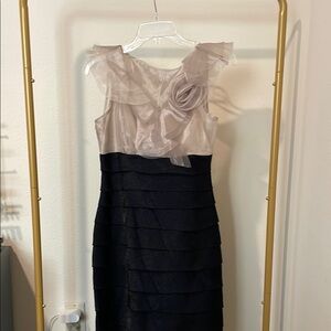 Elegant Black and Beige Layered Dress